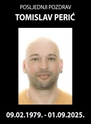 Obavijest o smrti - Tomislav Perić