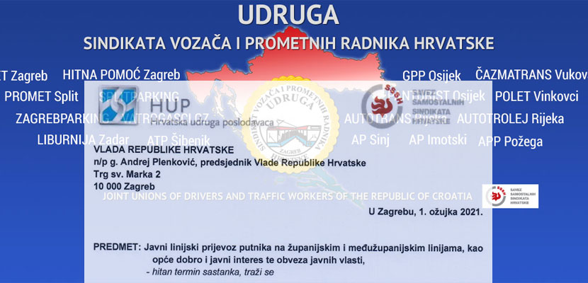 SSSH i HUP predsjedniku Vlade: Hitno riješite problem javnolinijskog prijevoza putnika ili građani ostaju bez te javne usluge