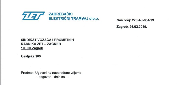 Odgovor Pravbe službe na Zahtjev SVPRZZ
