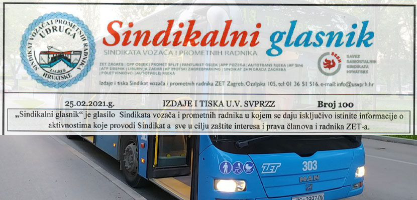 Sindikalni glasnik br. 100 - 25.03.2021.