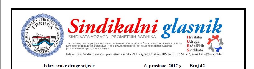 Sindikalni glasnik br.: 42. od 06.12.2017.