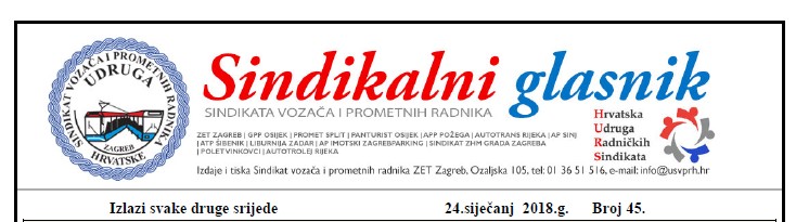 Sindikalni glasnik br. 45. od 24.01.2018.