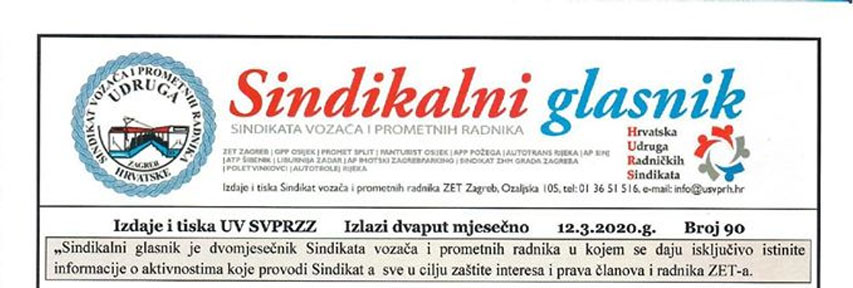  Sindikalni glasnik br 90. - 12.03.2020.