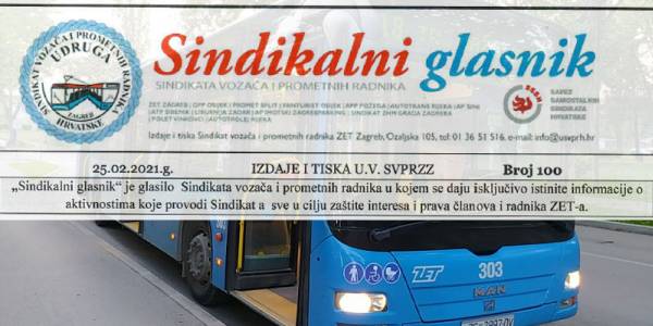 Sindikalni glasnik br. 100 - 25.03.2021.