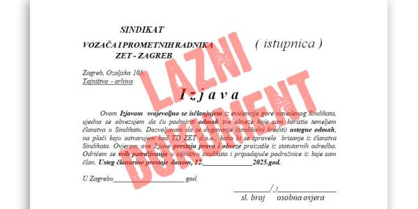 Obavijest članovima - Lažna istupnica